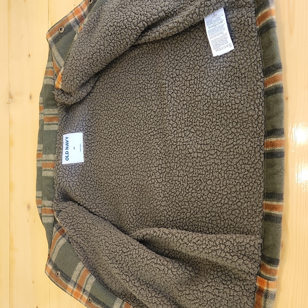 Old Navy Toddler Sherpa Lined Plaid Jacket Shirt Snap Buttons Pockets 4T - Picture 9 of 14